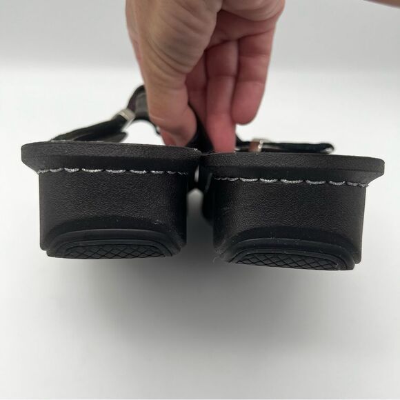 Alegria Karmen Black Metallic Rainbow Leather Slip On Slide Platform Sandals 38 - Picture 9 of 13